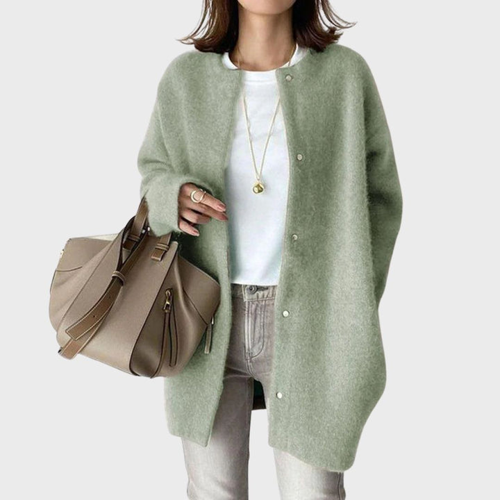 Women's Relaxed Button-Front Crew Neck Cardigan - photo 7