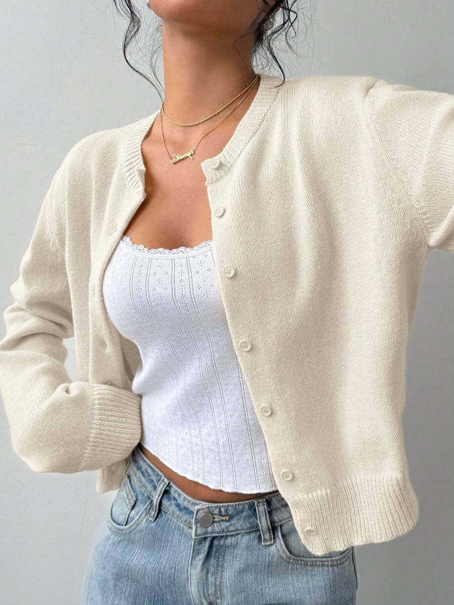 Women's Relaxed Button-Front Cardigan with Collar - photo 10