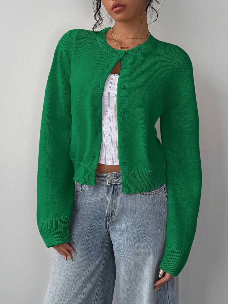 Women's Relaxed Button-Front Cardigan with Collar - photo 3
