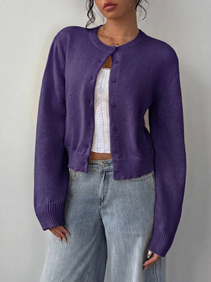 Women's Relaxed Button-Front Cardigan with Collar - photo 5