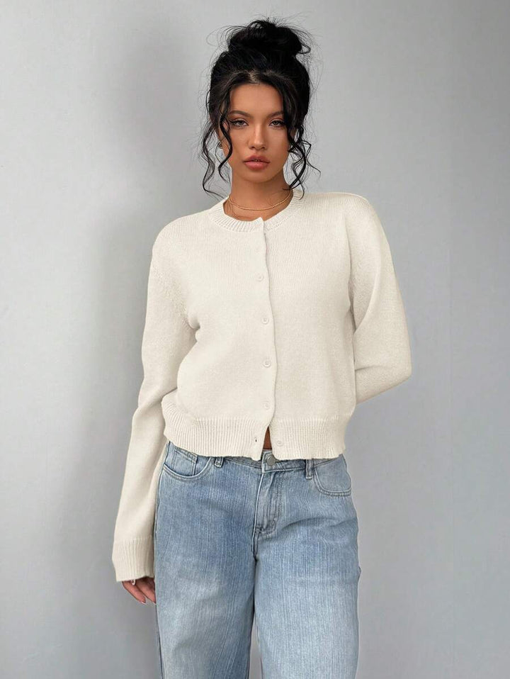 Women's Relaxed Button-Front Cardigan with Collar - photo 9