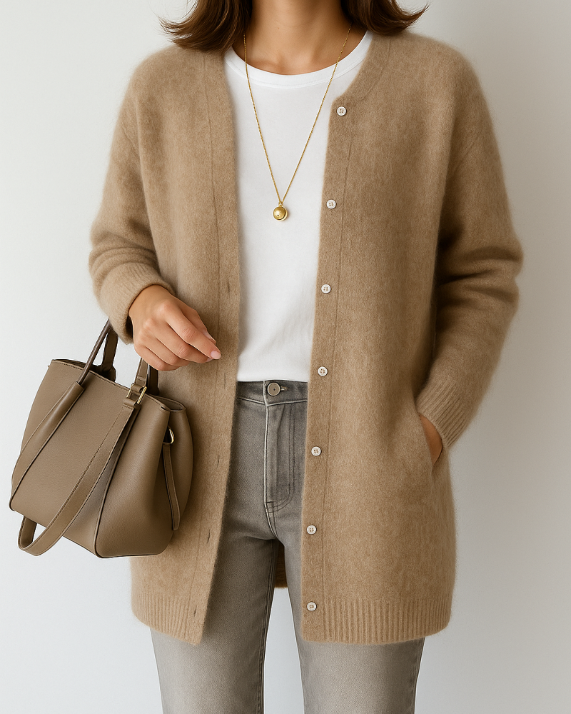 Women's Relaxed Button-Front Cardigan with Side Pockets - photo 1