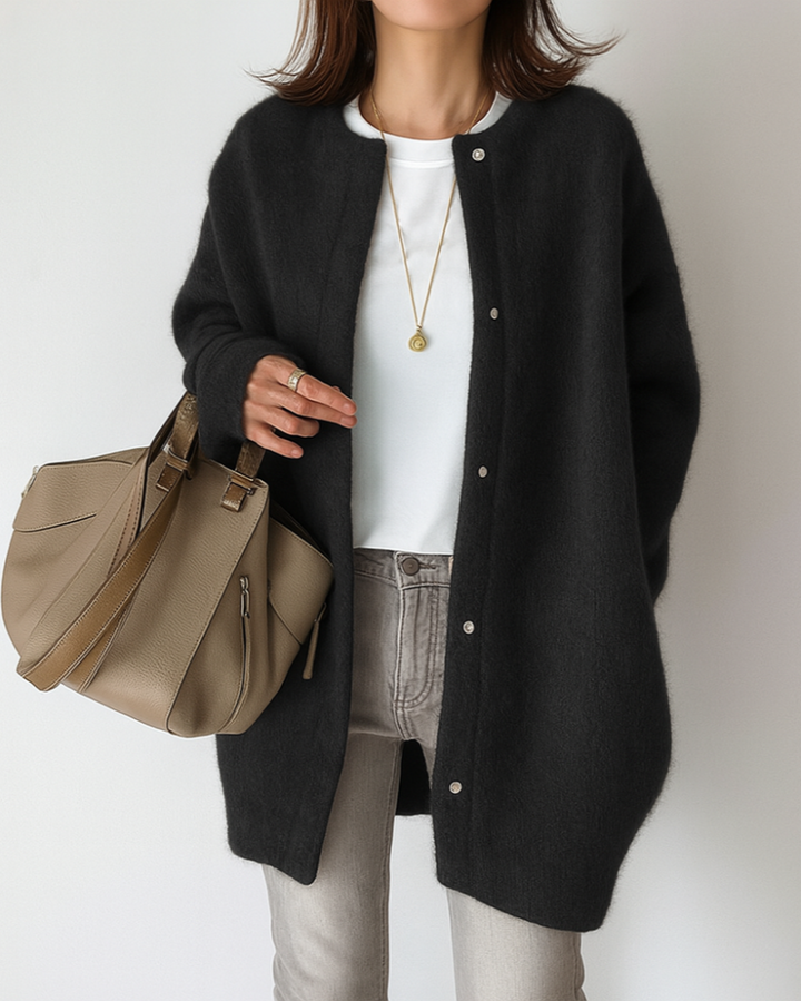 Women's Relaxed Button-Front Cardigan with Side Pockets - photo 2
