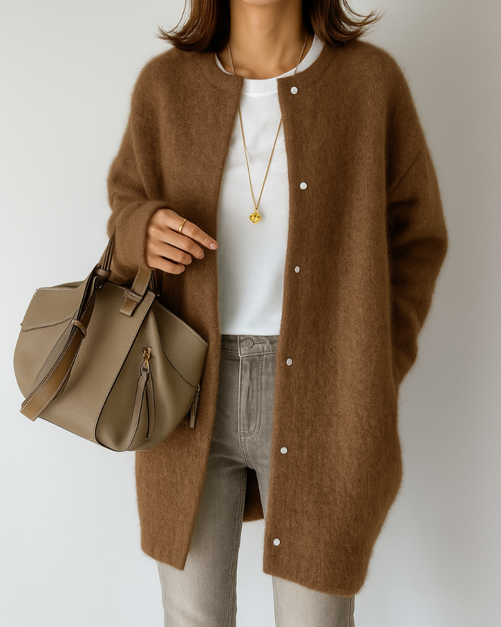 Women's Relaxed Button-Front Cardigan with Side Pockets - photo 4