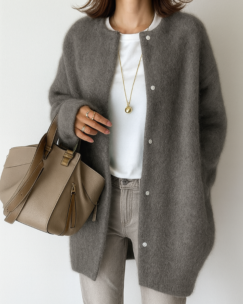 Women's Relaxed Button-Front Cardigan with Side Pockets - photo 5
