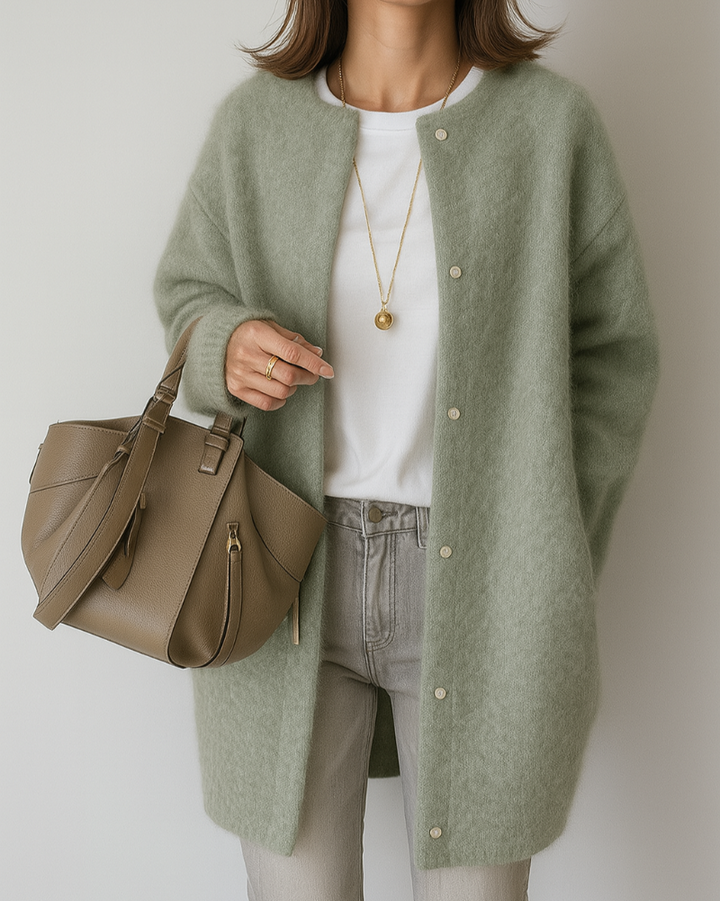 Women's Relaxed Button-Front Cardigan with Side Pockets - photo 6
