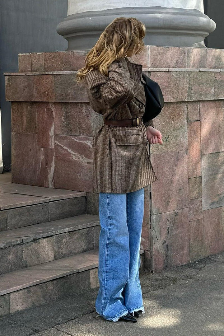 Women's Relaxed Button-Front Coat with Collar and Long Sleeves - photo 10