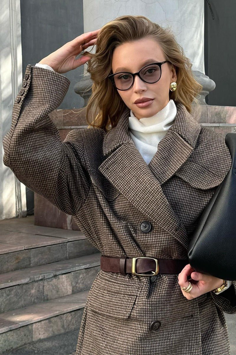 Women's Relaxed Button-Front Coat with Collar and Long Sleeves - photo 7