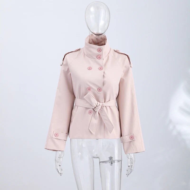 Women's Relaxed Button-Front Trench Coat with Tie Belt and Collar - photo 5