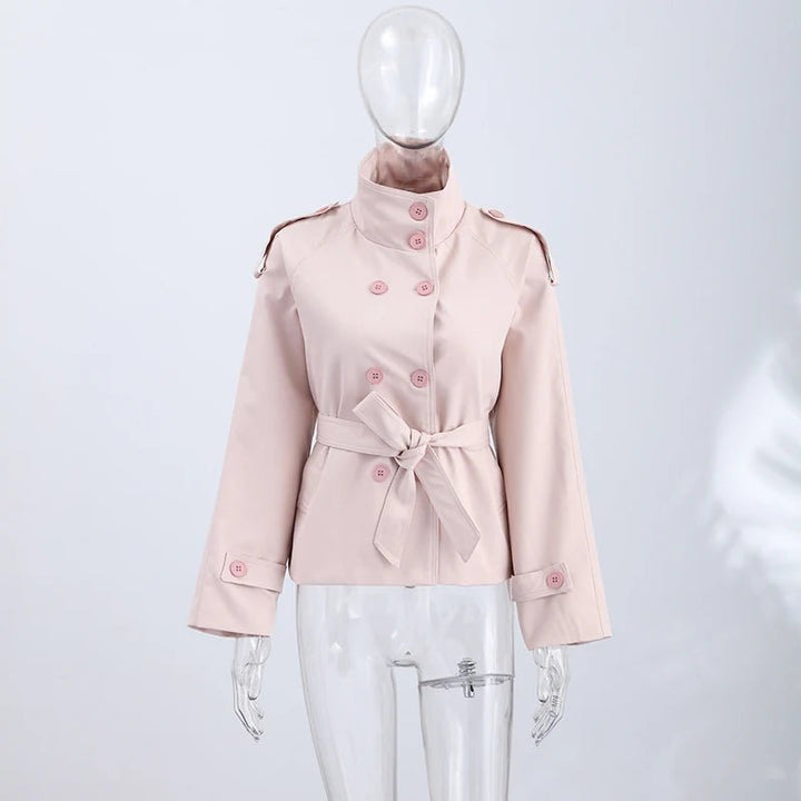 Women's Relaxed Button-Front Trench Coat with Tie Belt and Collar - photo 5
