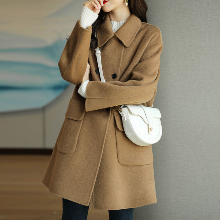 Women's Longline Overcoat with Notch Lapel and Pockets - photo 2