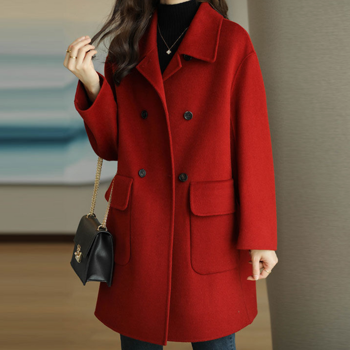 Women's Longline Overcoat with Notch Lapel and Pockets - photo 3