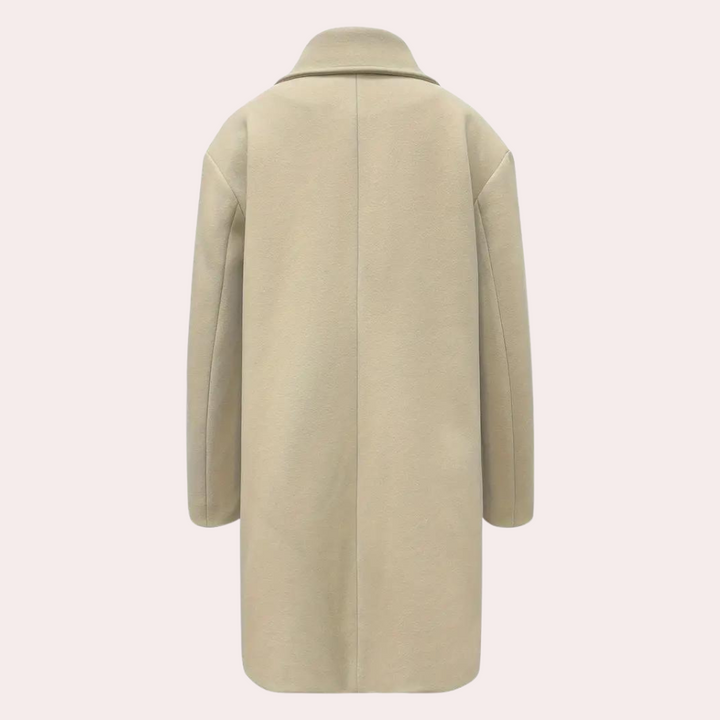 Women's Longline Overcoat with Notch Lapel and Pockets - photo 5