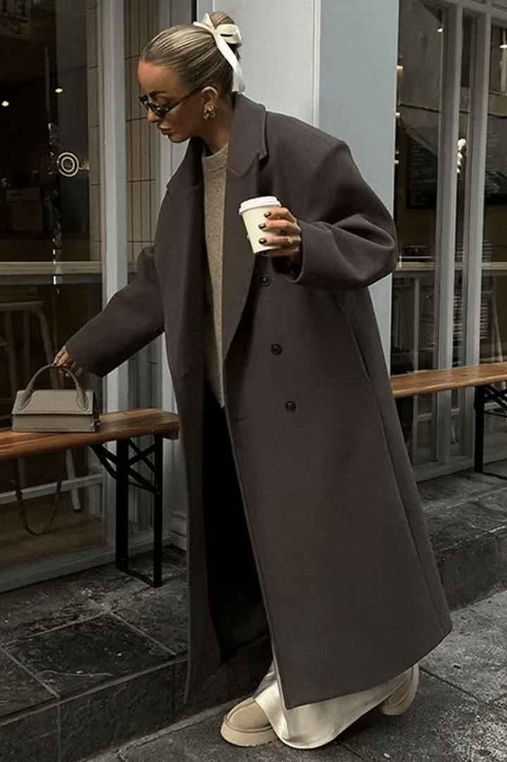 Women's Relaxed Coat in Brown - photo 4