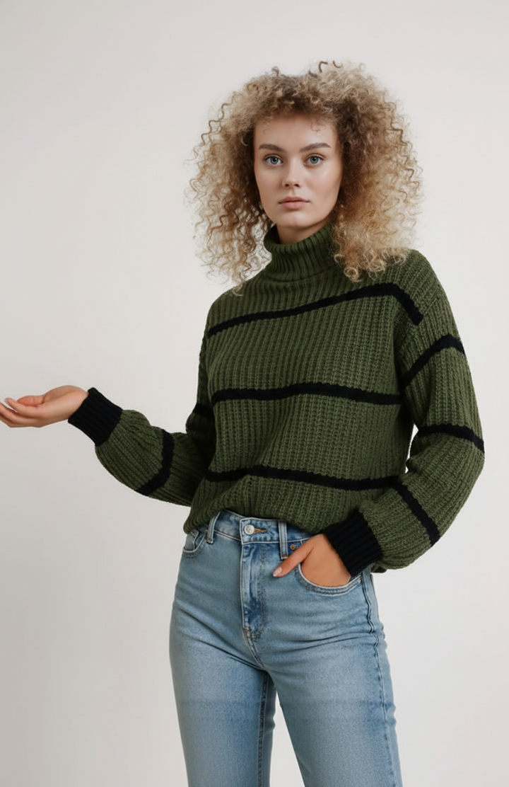 Women's Relaxed Collared Jumper with Roll Neck - photo 2