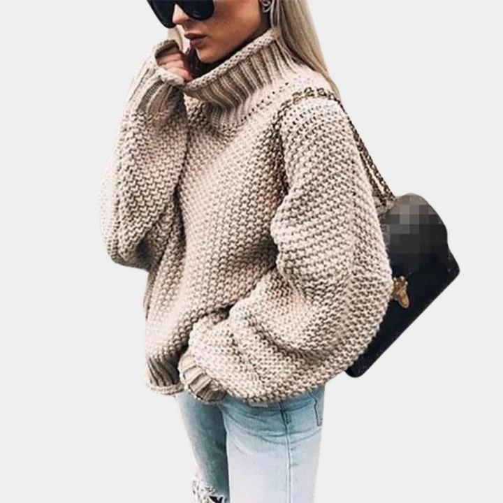 Women's Chunky Knit Roll Neck Jumper with Ribbed Cuffs - photo 1