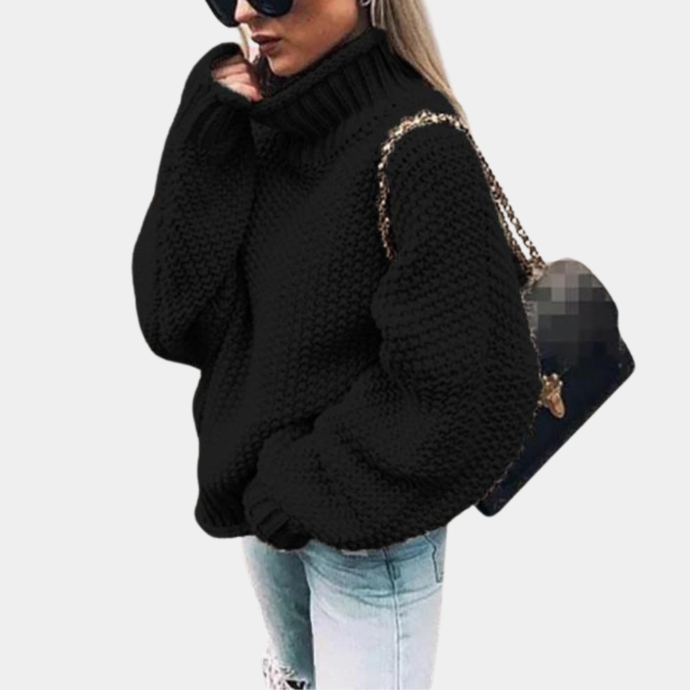 Women's Chunky Knit Roll Neck Jumper with Ribbed Cuffs - photo 2