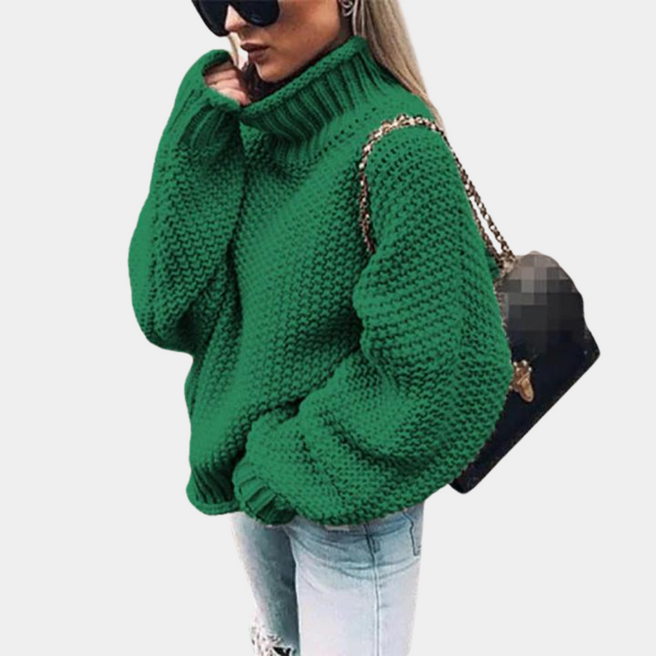 Women's Chunky Knit Roll Neck Jumper with Ribbed Cuffs - photo 3