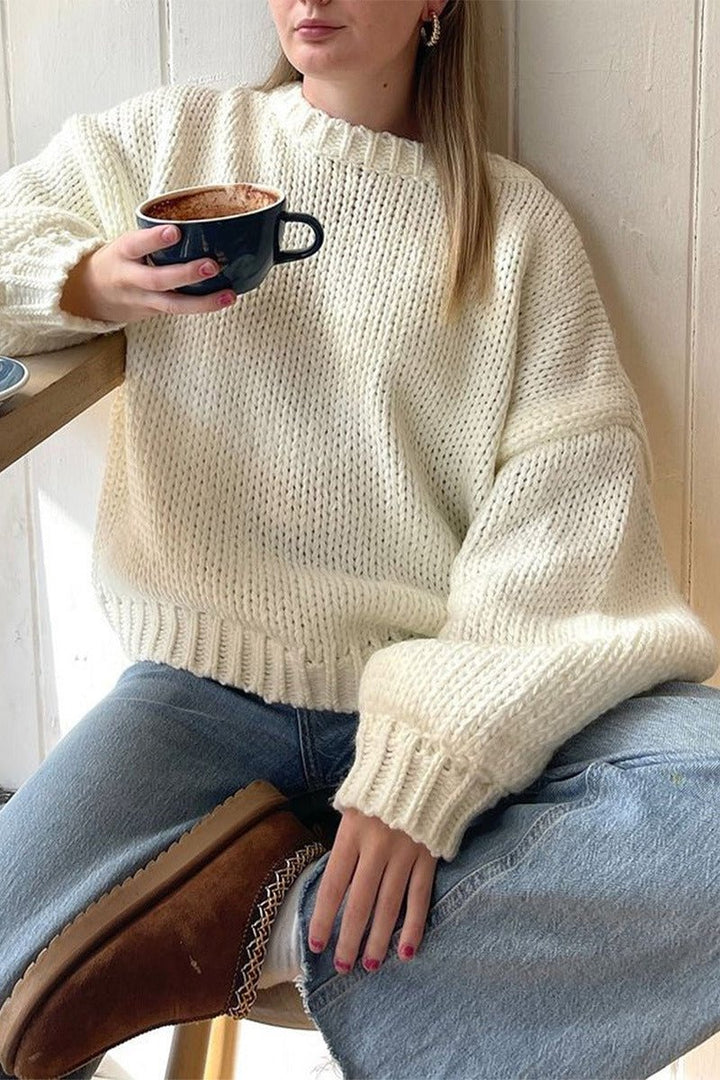 Women's Crew Neck Jumper with Drop Shoulders - photo 2