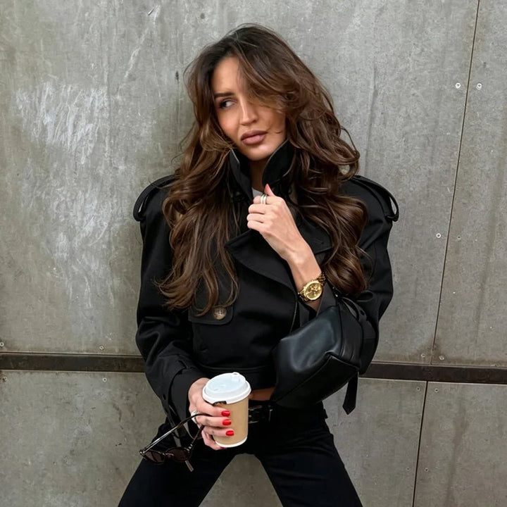 Women's Relaxed Collared Trench Coat - photo 4