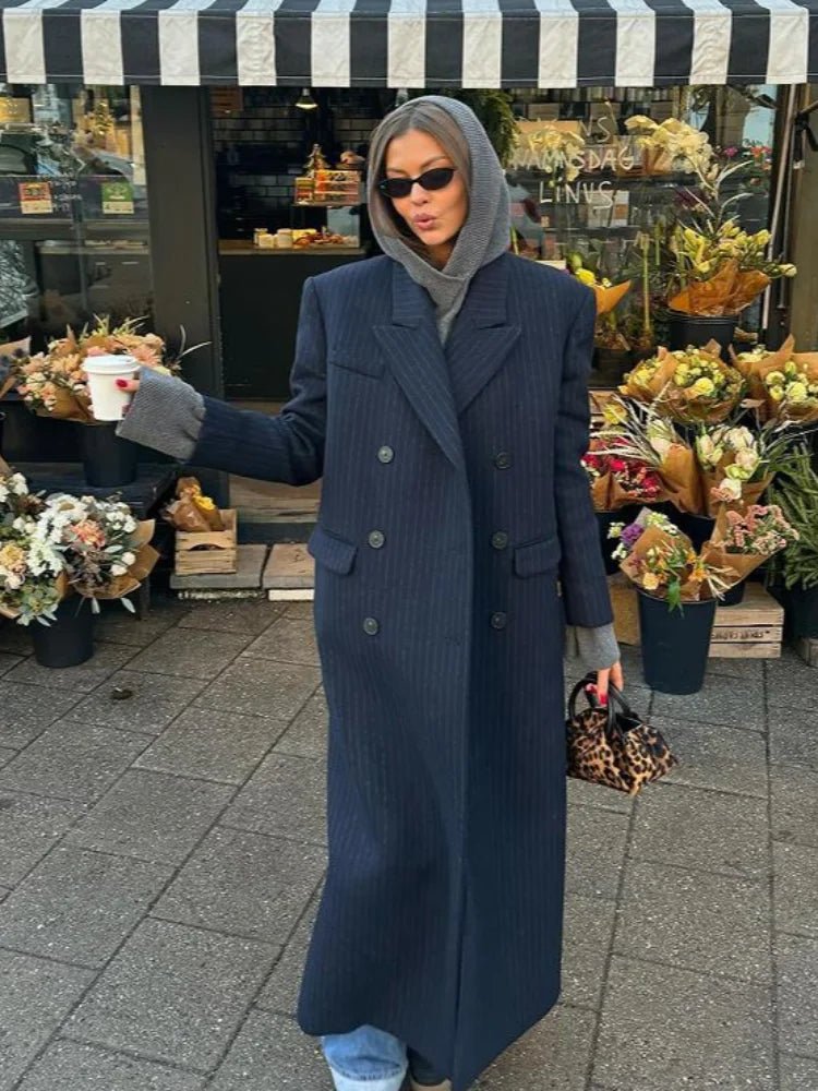 Women's Relaxed Double-Breasted Coat with Button Front - photo 2