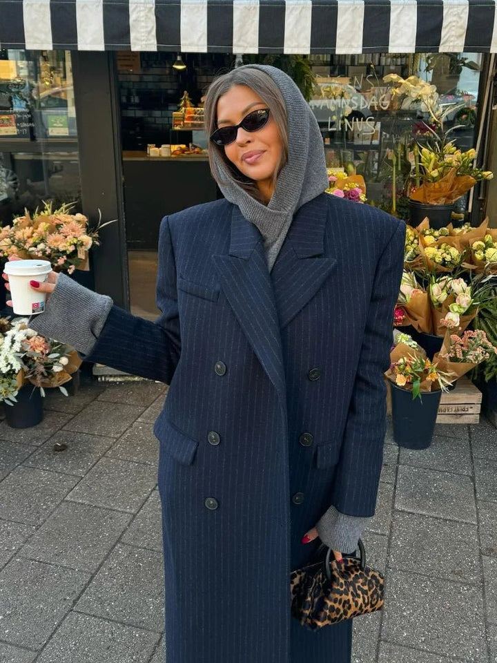 Women's Relaxed Double-Breasted Coat with Button Front - photo 4
