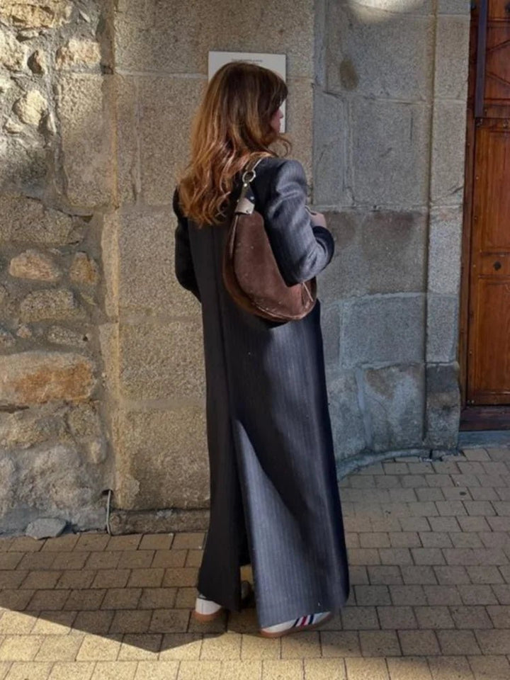 Women's Relaxed Double-Breasted Coat with Button Front - photo 6