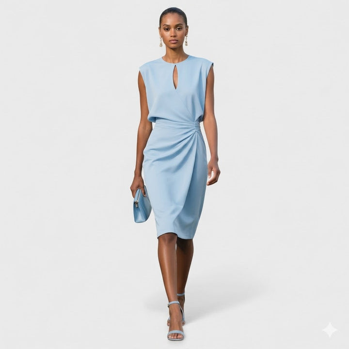 Women's Sleeveless Midi Dress with Keyhole Neckline - photo 1