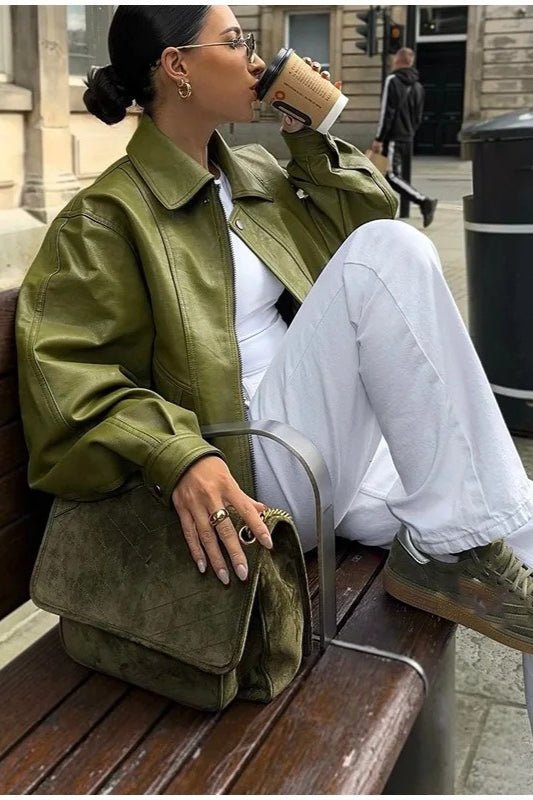 Women's Relaxed Hooded Biker Jacket with Collar - photo 2
