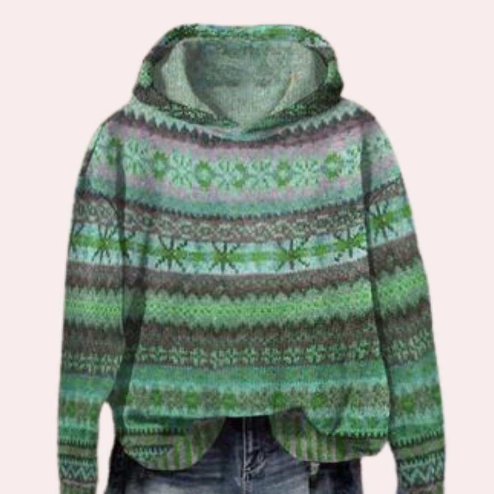 Women's Fair Isle Hoodie with Drop Shoulders - photo 3