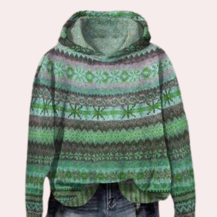 Women's Fair Isle Hoodie with Drop Shoulders - photo 3