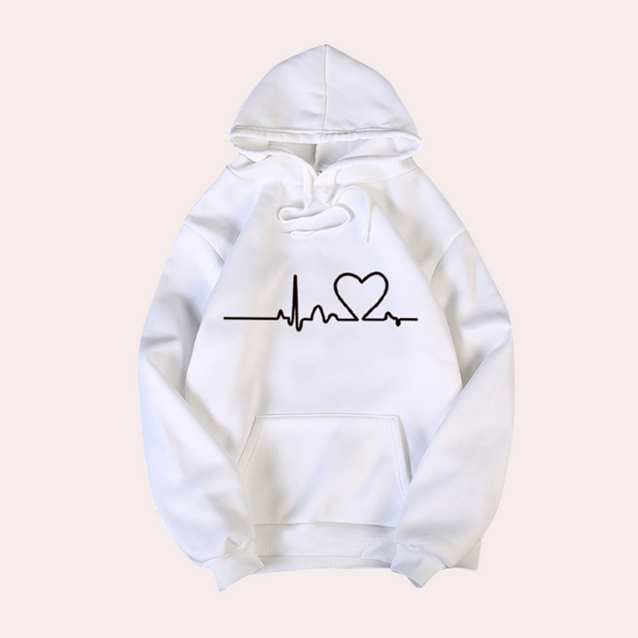 Women's Relaxed Hoodie with Heart Print - photo 1