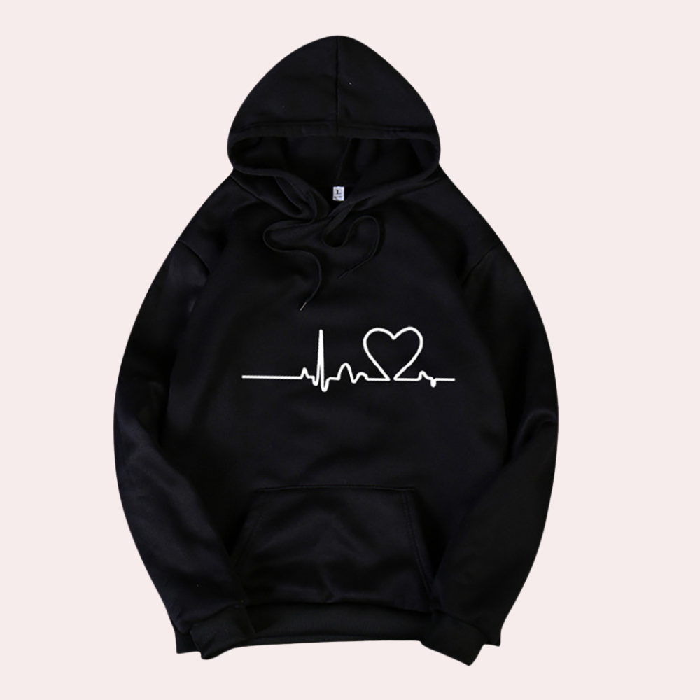 Women's Relaxed Hoodie with Heart Print - photo 2