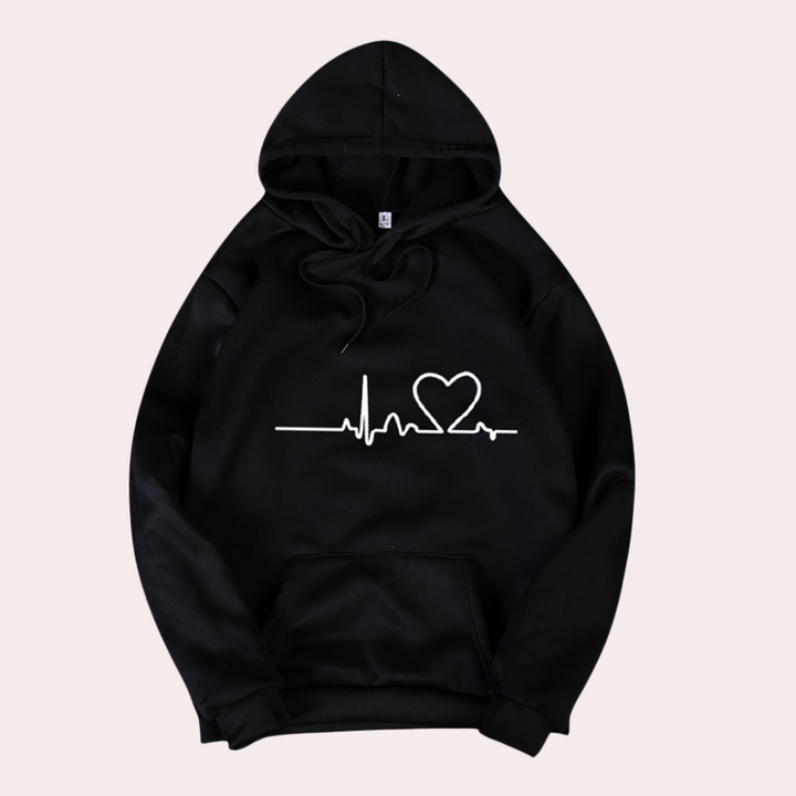 Women's Relaxed Hoodie with Heart Print - photo 2