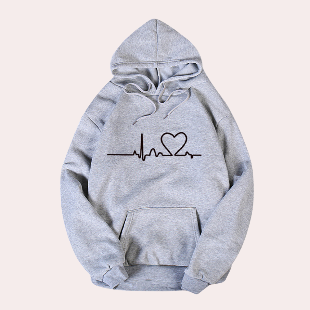 Women's Relaxed Hoodie with Heart Print - photo 3