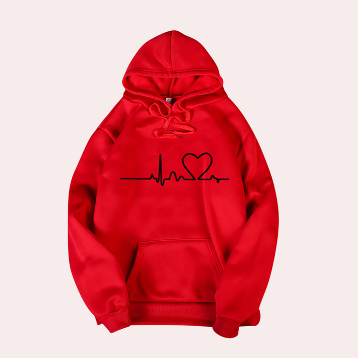 Women's Relaxed Hoodie with Heart Print - photo 4