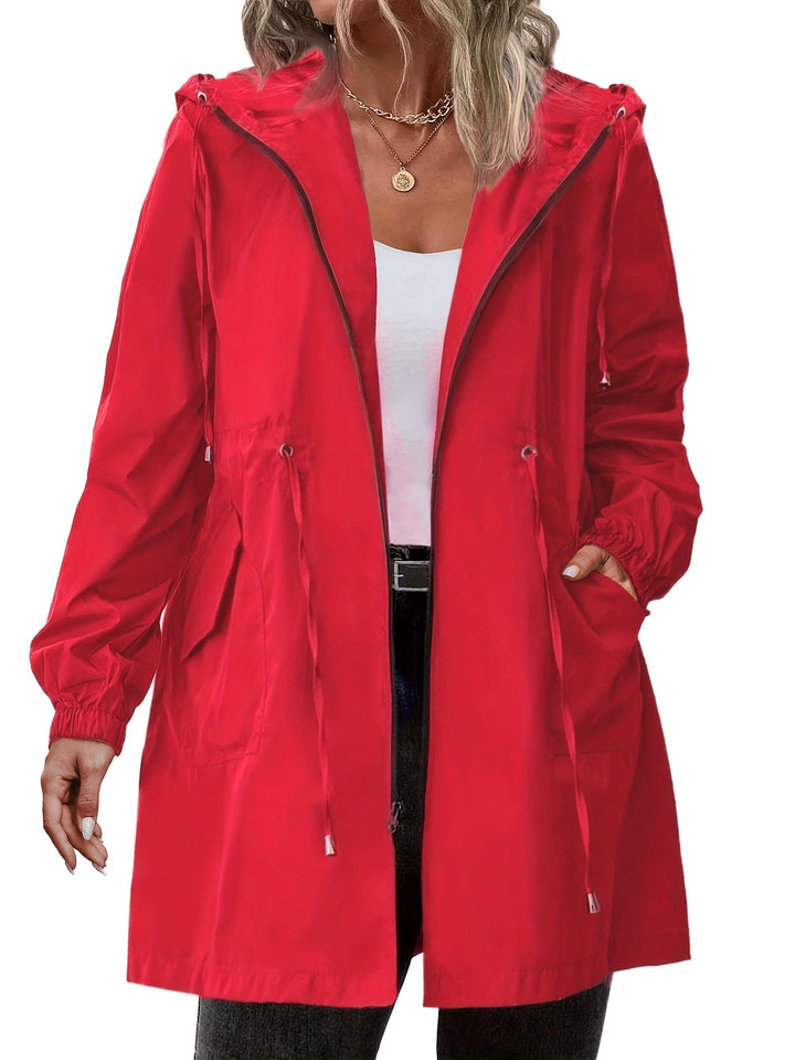 Women's Hooded Rain Jacket with Drawstring Waist - photo 4