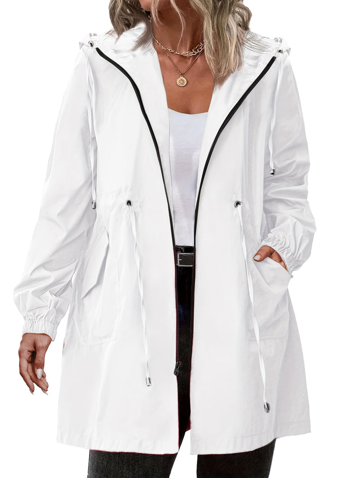Women's Hooded Rain Jacket with Drawstring Waist - photo 5