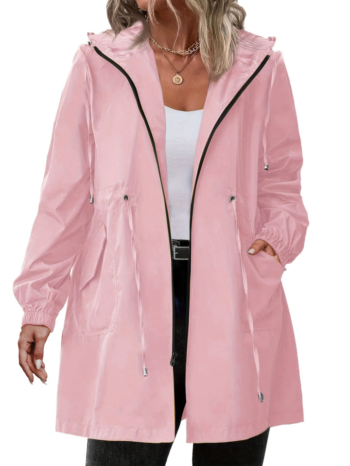 Women's Hooded Rain Jacket with Drawstring Waist - photo 6