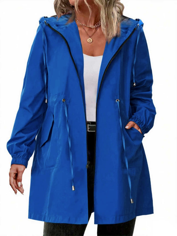 Women's Hooded Rain Jacket with Drawstring Waist - photo 8