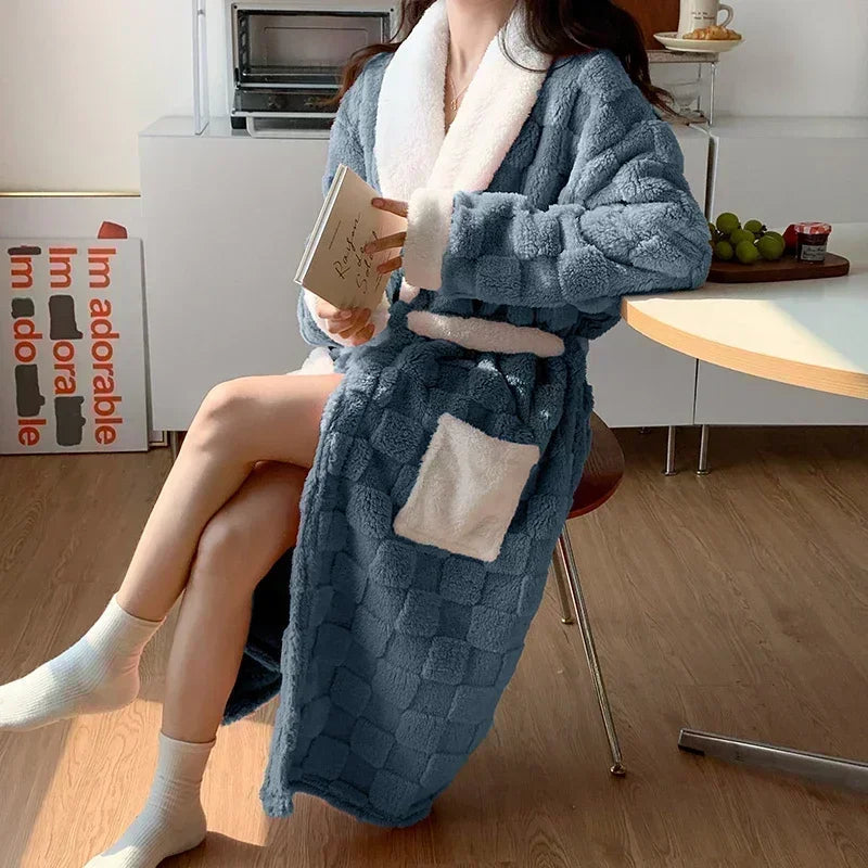 Women's Belted Longline Dressing Gown with Patch Pockets - photo 2