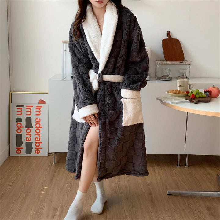 Women's Belted Longline Dressing Gown with Patch Pockets - photo 4