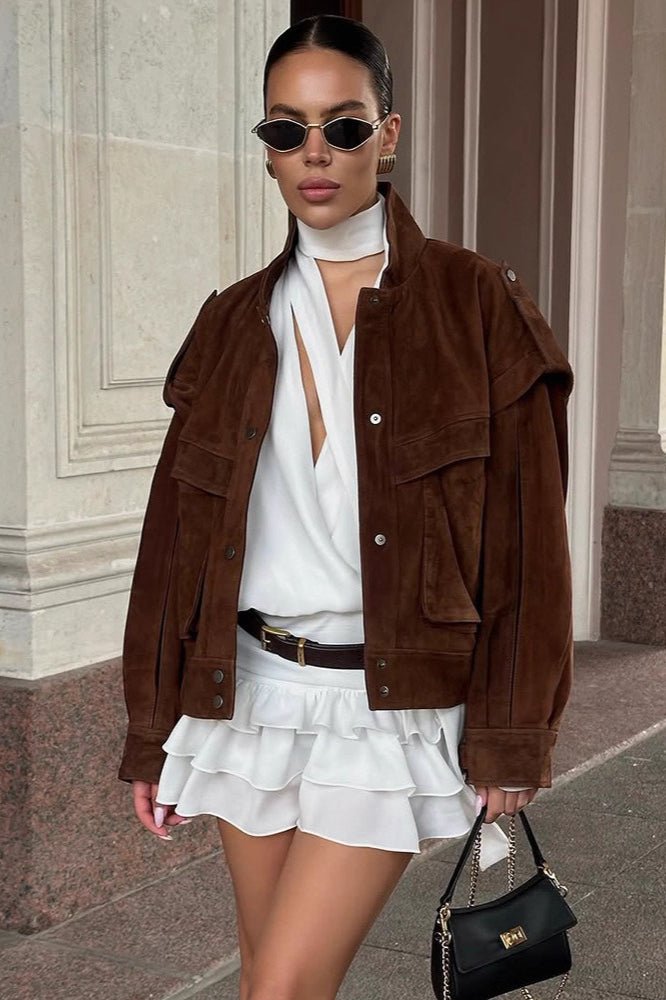 Women's Relaxed Pocket Jacket with Collar and Roll Neck - photo 1