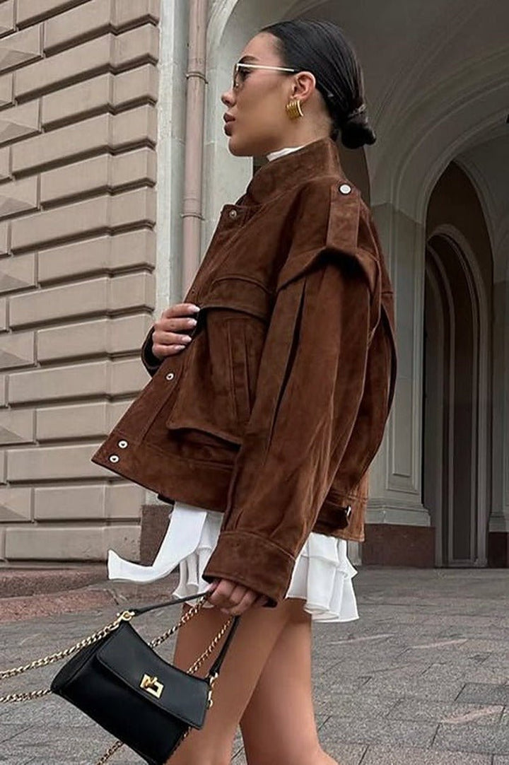 Women's Relaxed Pocket Jacket with Collar and Roll Neck - photo 7