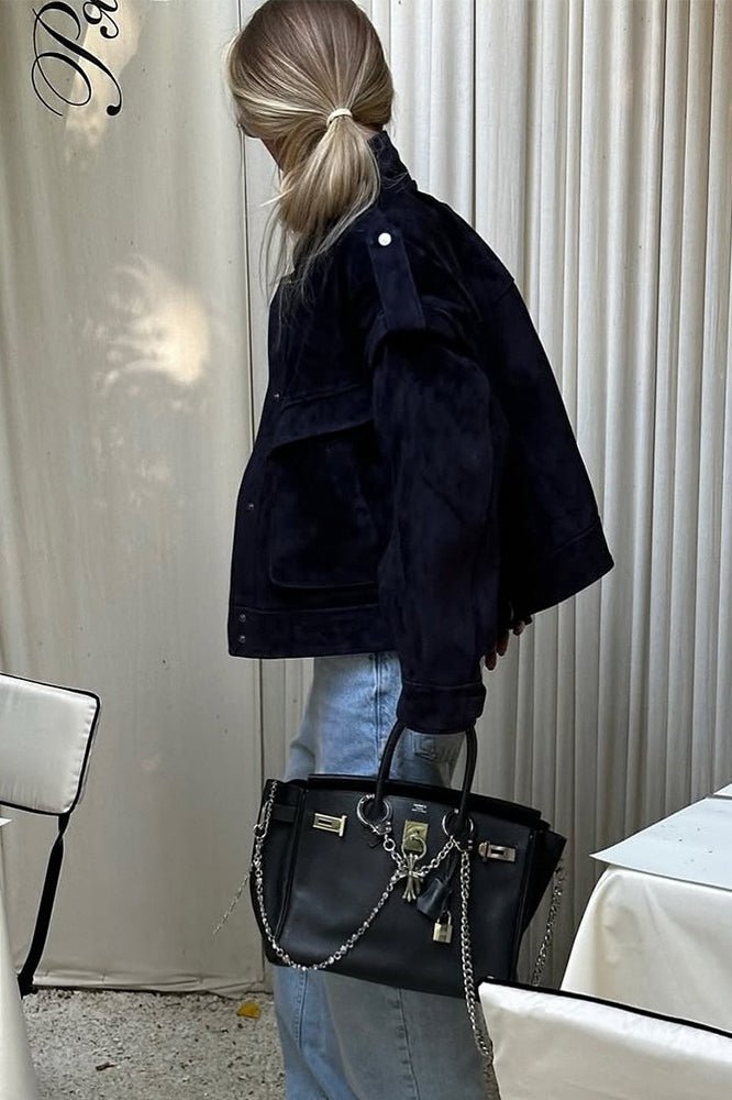Women's Relaxed Pocket Jacket with Collar and Roll Neck - photo 9