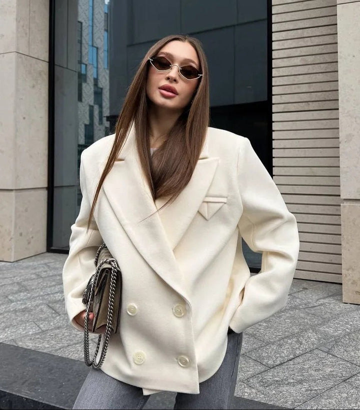 Women's Relaxed Ruched Coat with Collar - photo 1