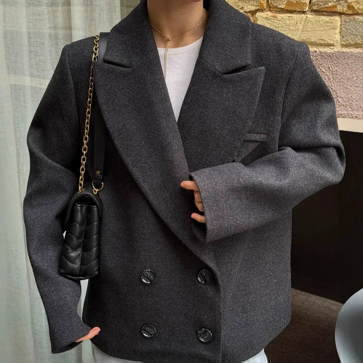 Women's Relaxed Ruched Coat with Collar - photo 3
