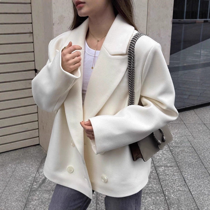 Women's Relaxed Ruched Coat with Collar - photo 5