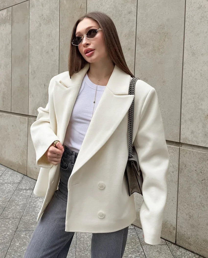 Women's Relaxed Ruched Coat with Collar - photo 6