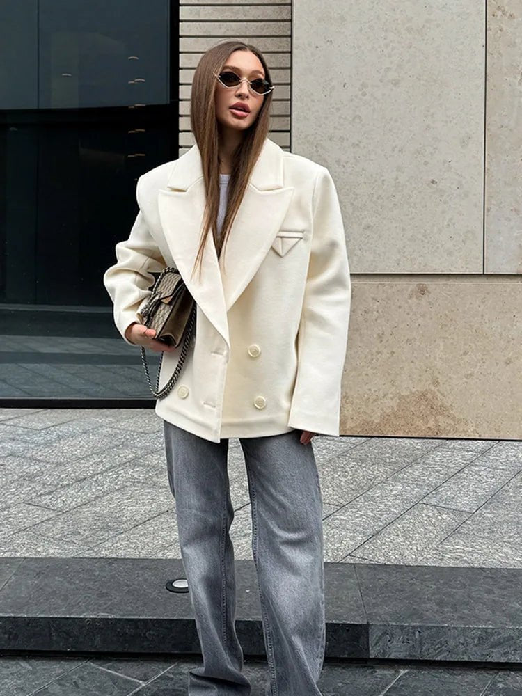 Women's Relaxed Ruched Coat with Collar - photo 7